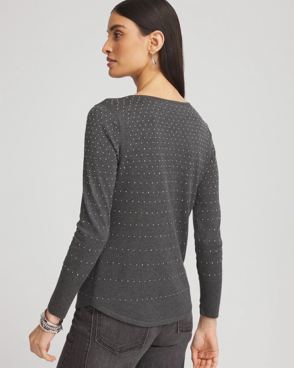 Studded V-Neck Sweater