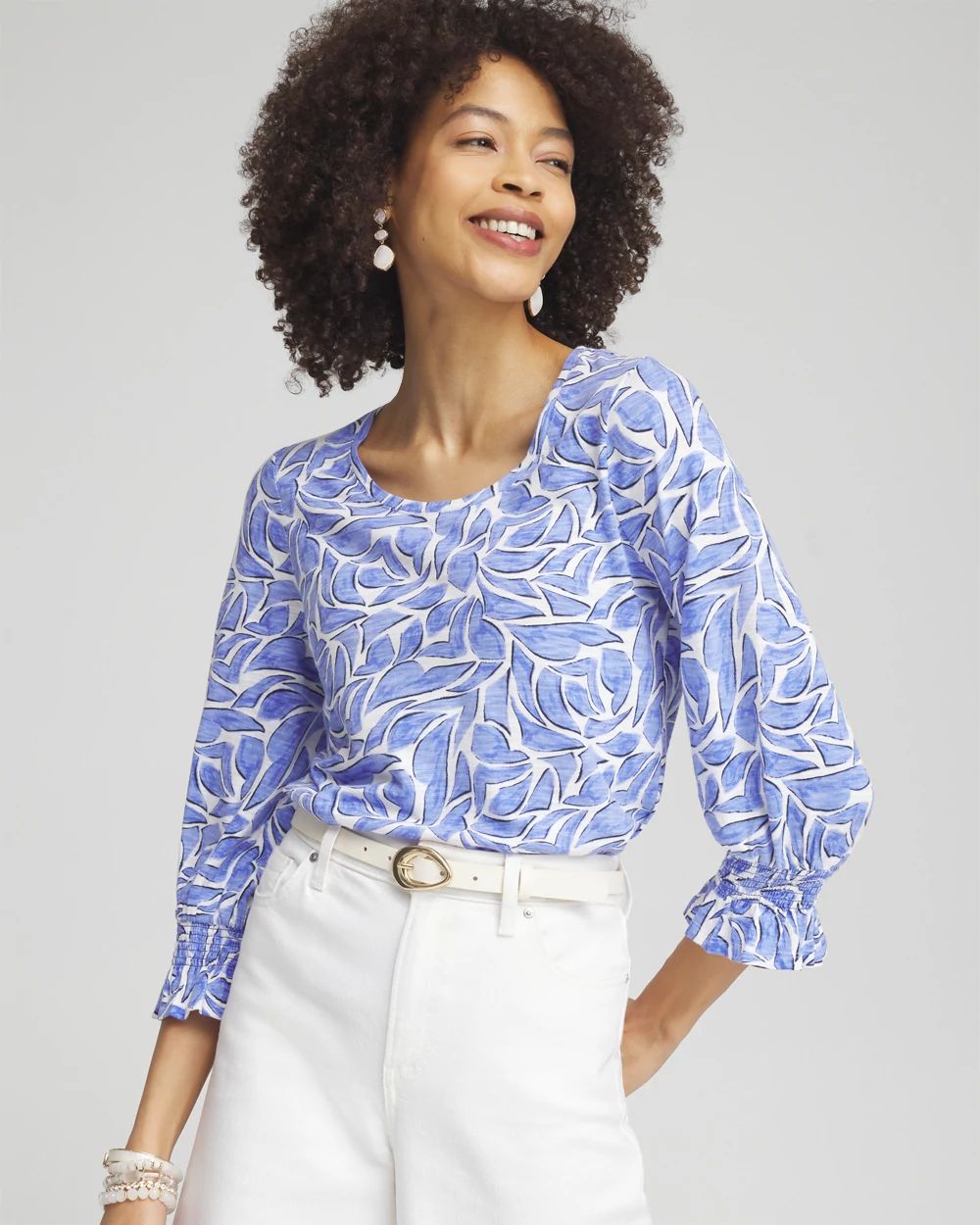Modern Smocked 3/4 Sleeve Tee