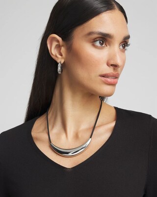 Silver Tone Bib Necklace