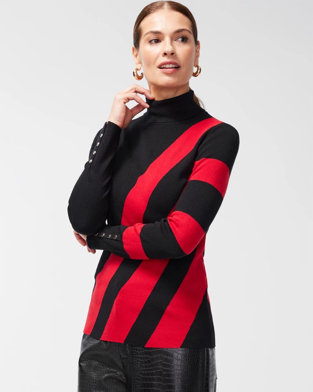 ECOVERO Red Colorblock Turtleneck Sweater