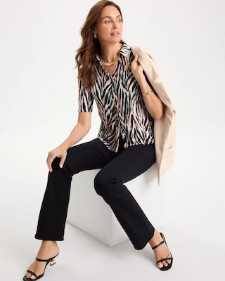 Tiger Print Textured Camp Tee click to view larger image.