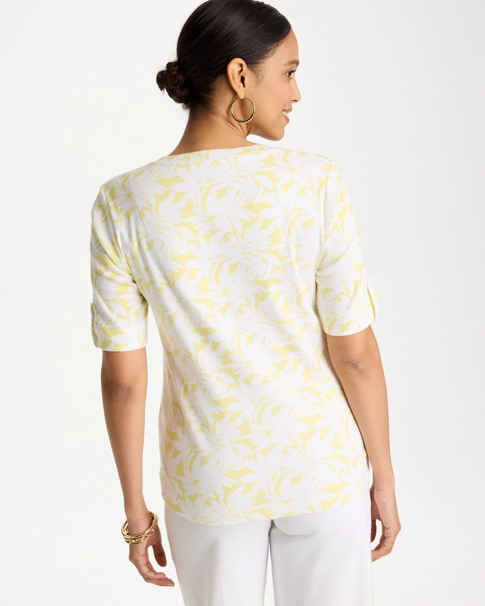 Printed Pima Elbow-Sleeve Tee