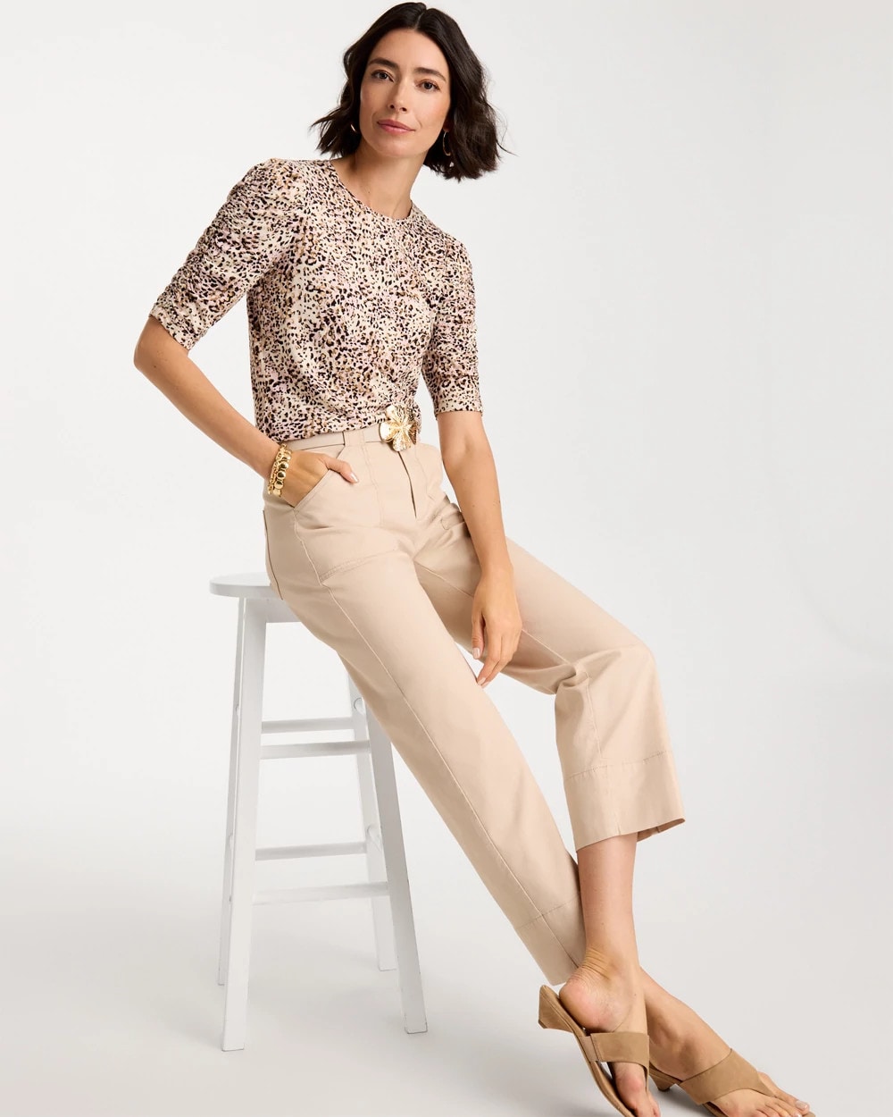 Touch of Cool™ Animal Print Shirred Tee