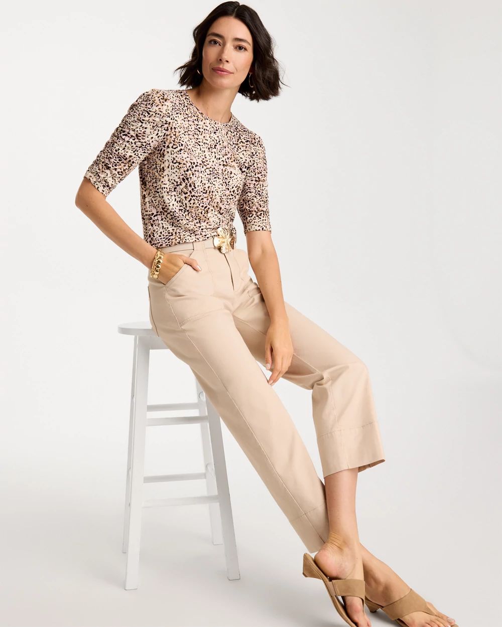 Touch of Cool™ Animal Print Shirred Tee click to view larger image.