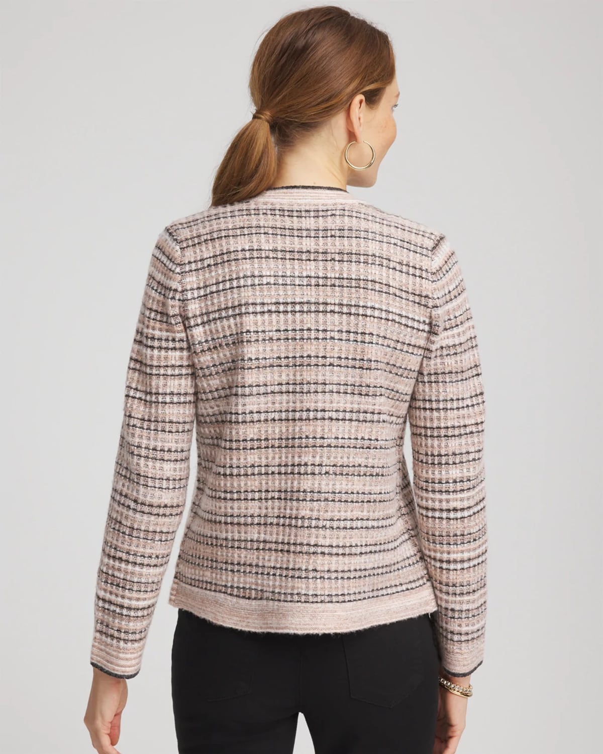 Chico's Sunset Abstract Sweater Jacket In Black In Multi