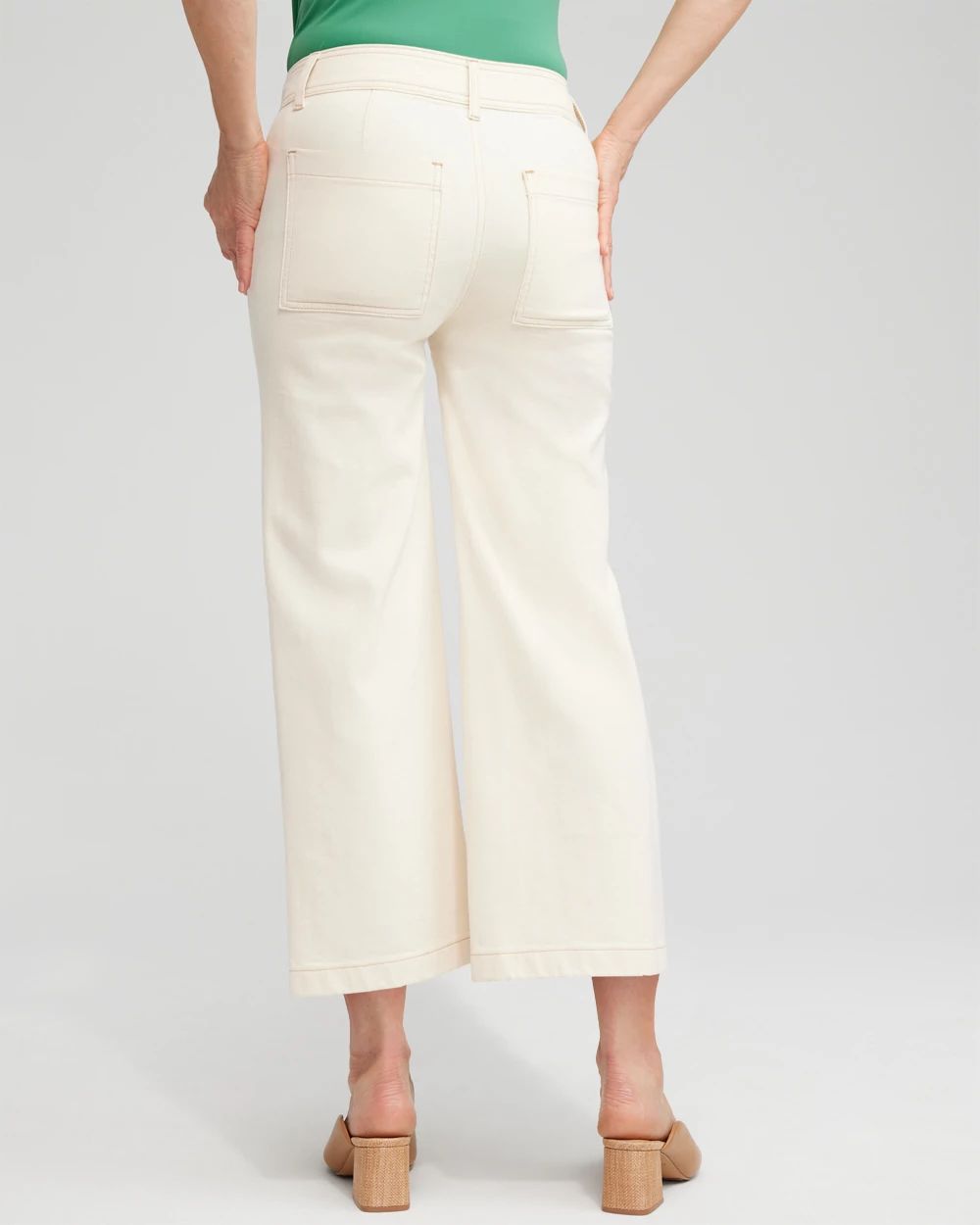 Petite Cropped Seeded Wide Leg Denim