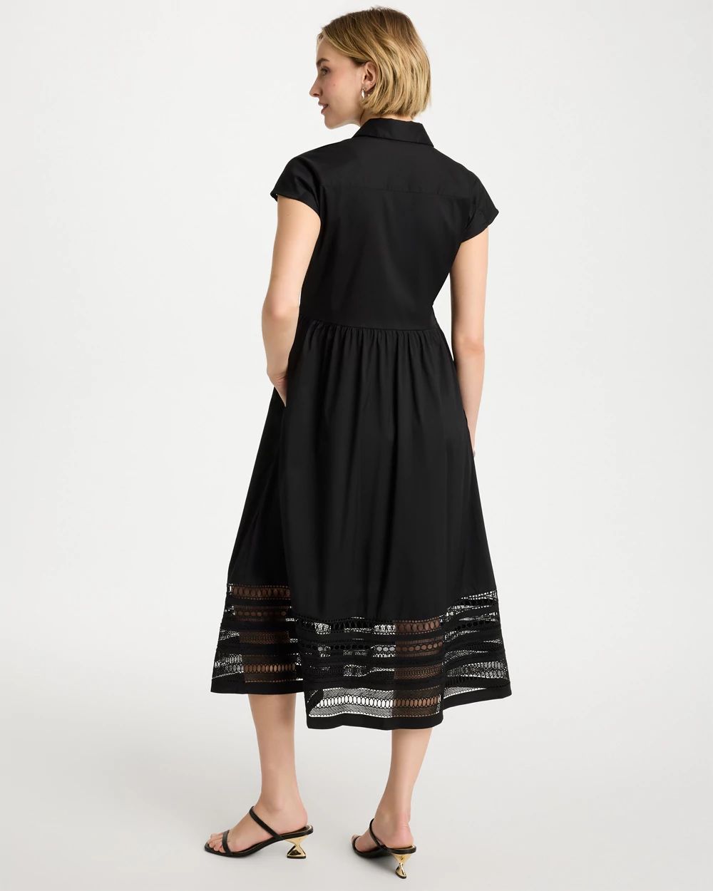 Lace Trim Midi Shirtdress click to view larger image.
