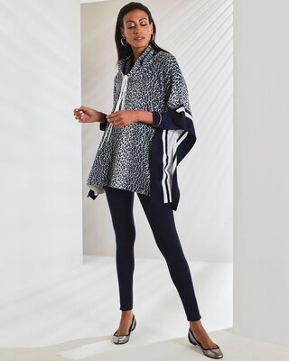 Cotton-Cashmere Animal Print Poncho