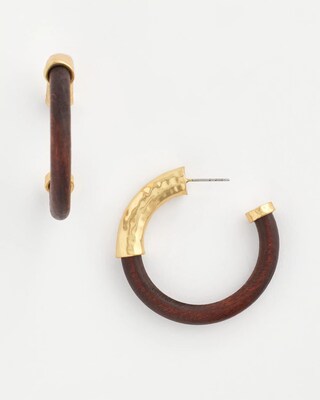 Gold & Wood Hoop Earrings