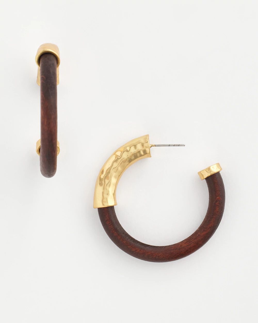 Gold & Wood Hoop Earrings