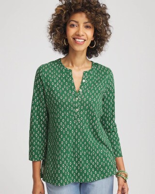 Geo Cotton Slub Henley Shirt