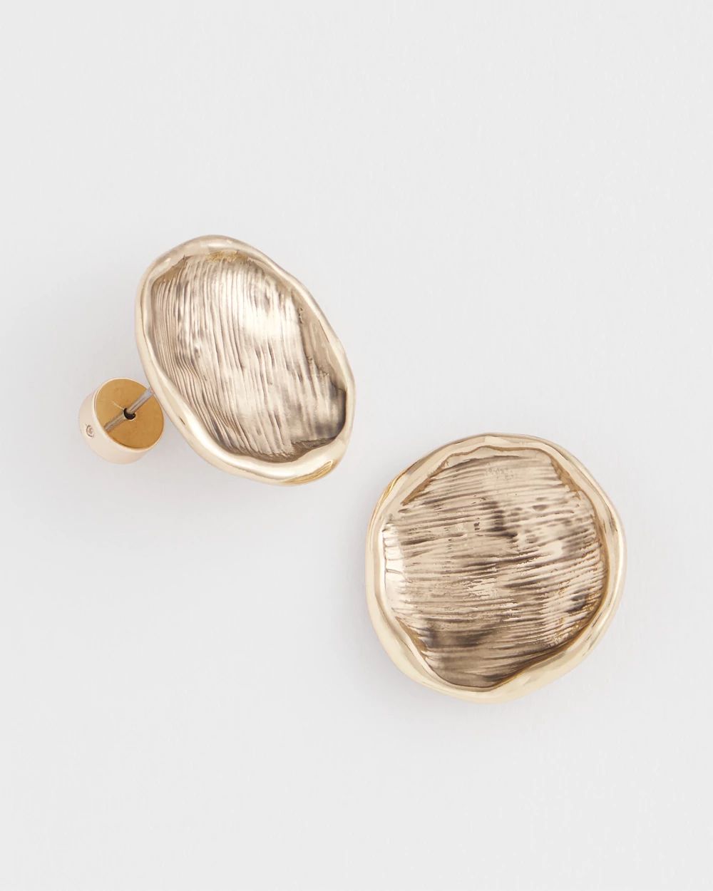 Gold Tone Round Disc Stud Earrings click to view larger image.