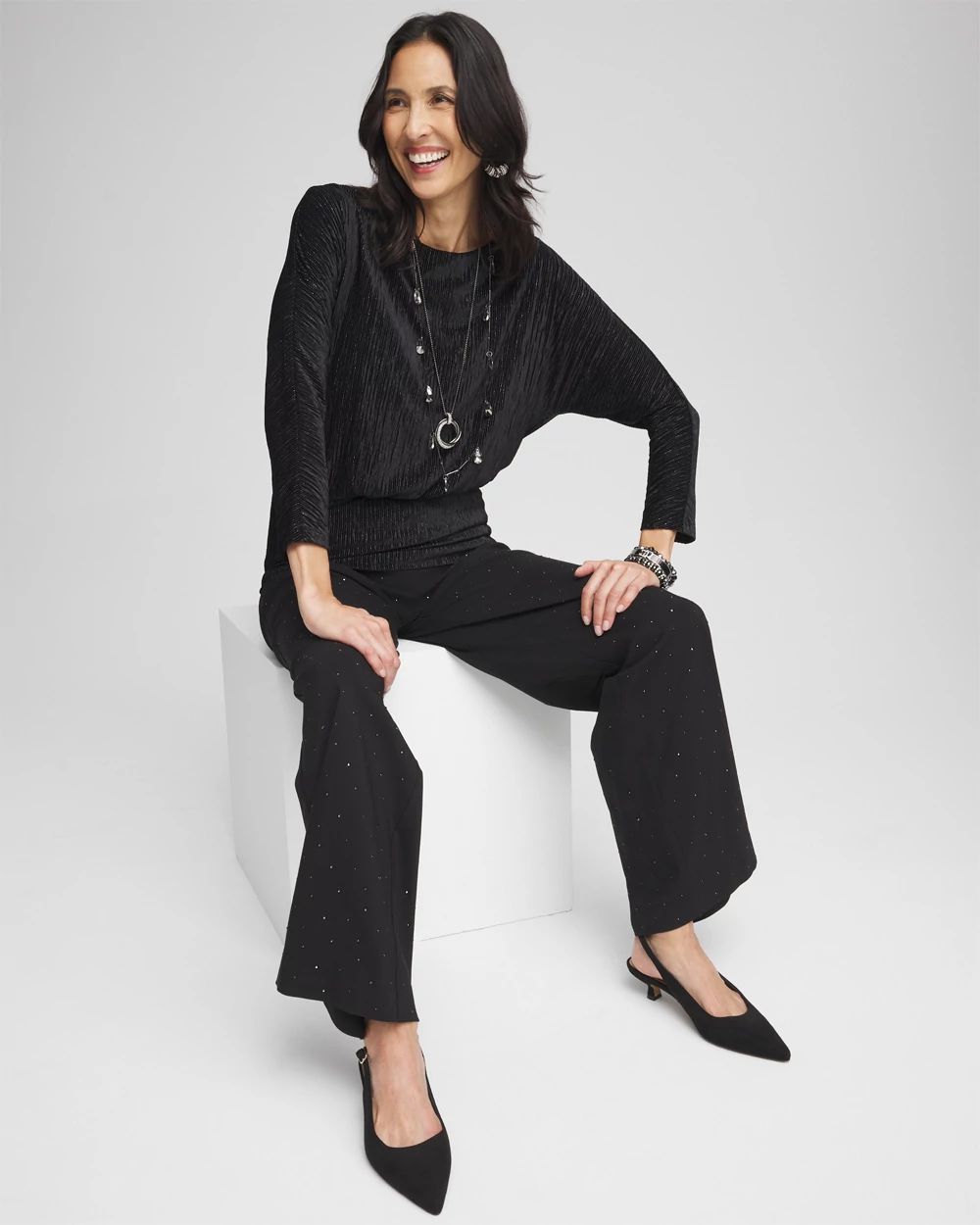 Crinkle Velvet Banded Hem Top click to view larger image.