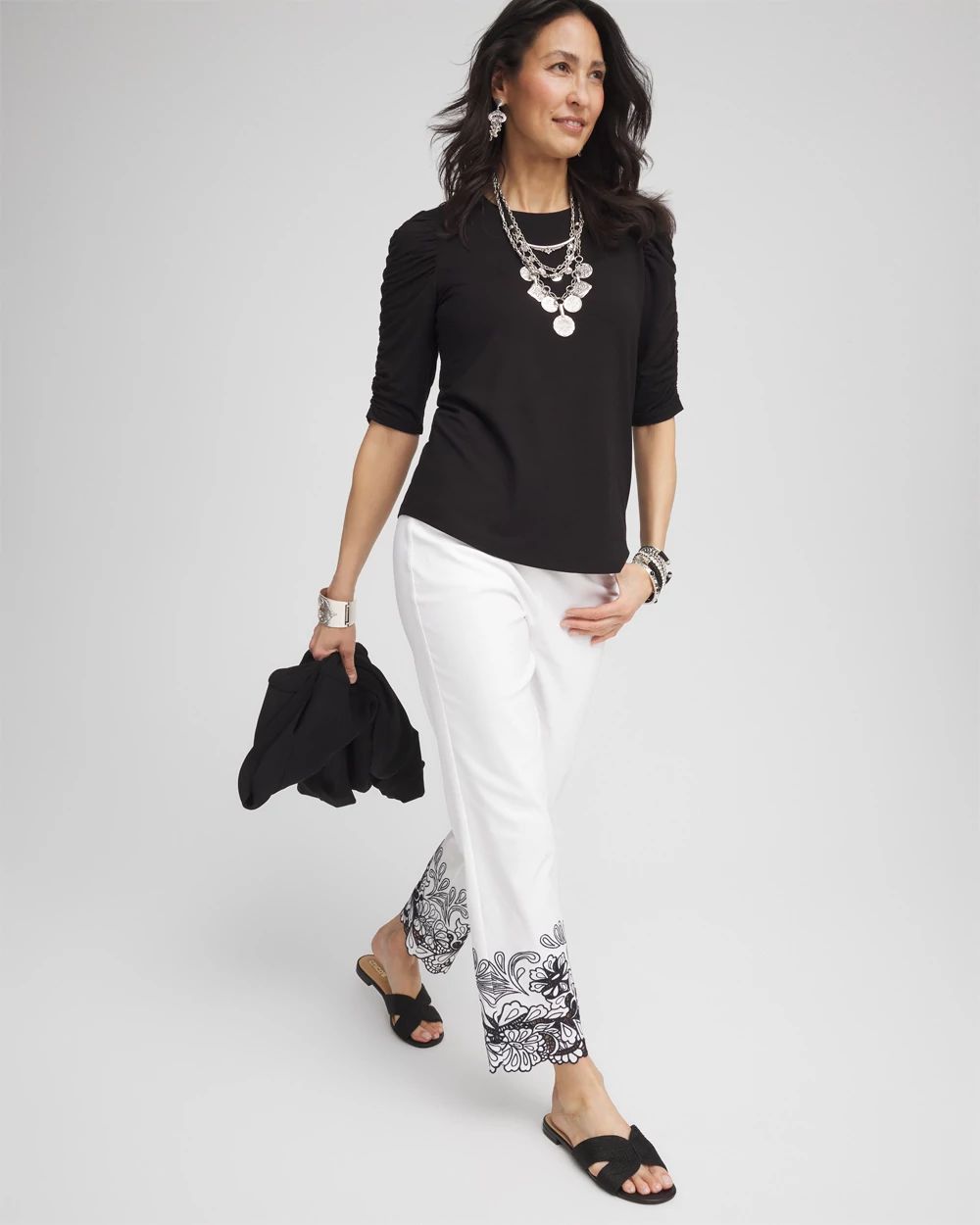 Ruched Sleeve Knit Tee click to view larger image.