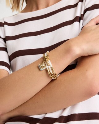 Set of 3 Pearl Treasure Stretch Bracelets click to view larger image.
