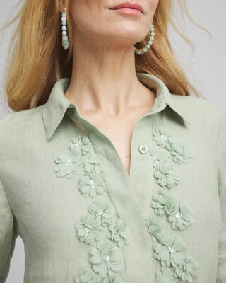 Floral Cutout 3D Linen Shirt click to view larger image.