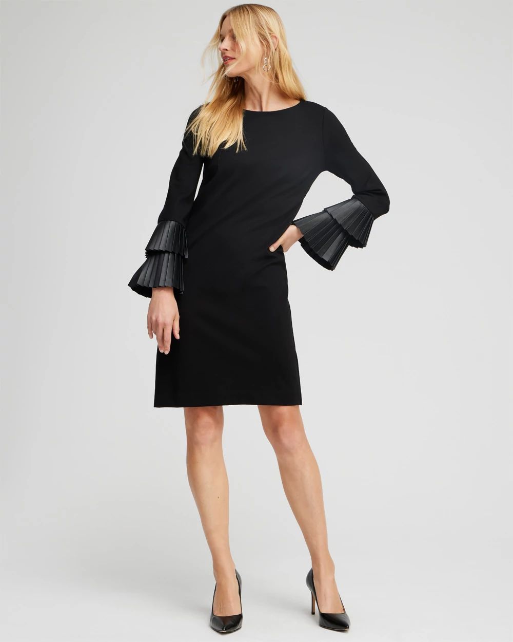 Ponte Faux Leather Cuff Dress