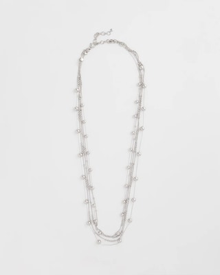 Multistrand Beaded Silvertone Necklace click to view larger image.