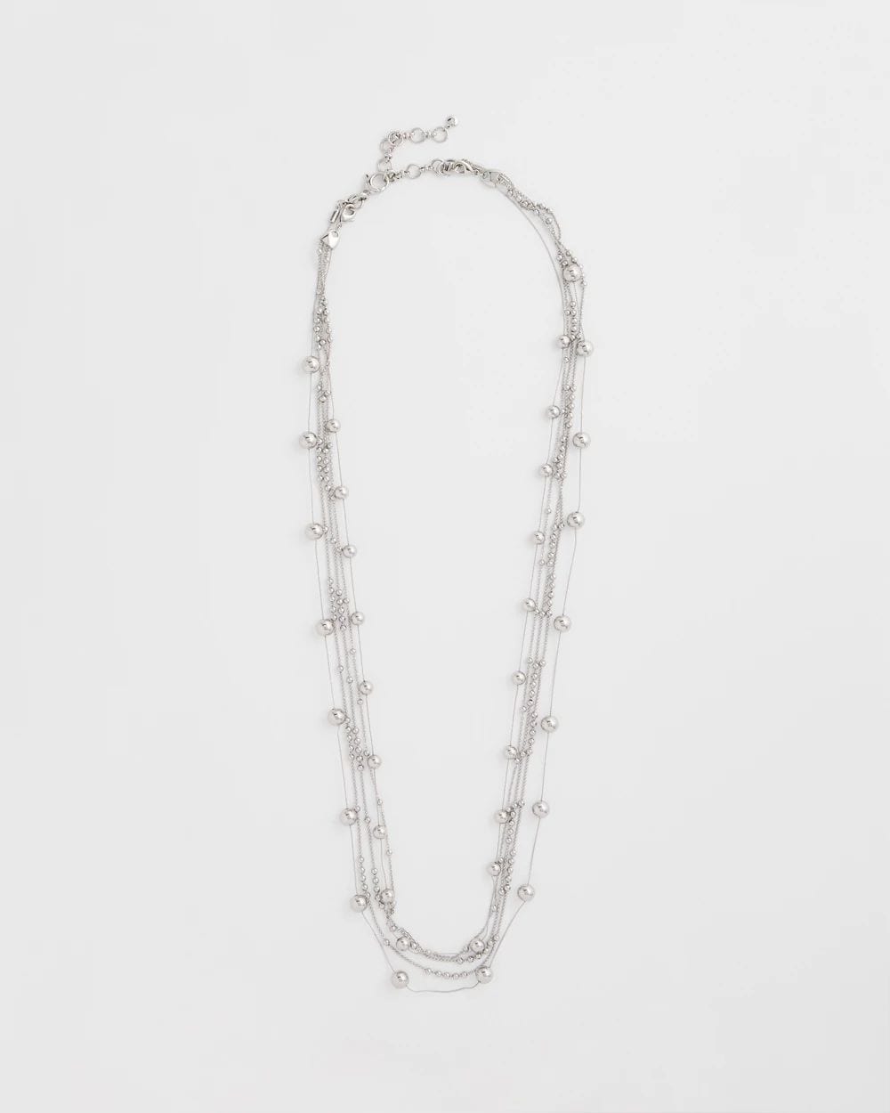 Multistrand Beaded Silvertone Necklace