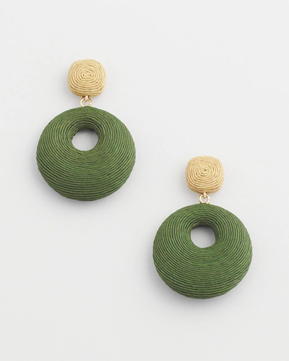 No Droop™ Green Raffia Drop Earrings