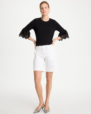Cotton Lace Flutter Sleeve Tee click to view larger image.