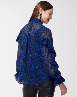 Dot Print Ruffle Shirt