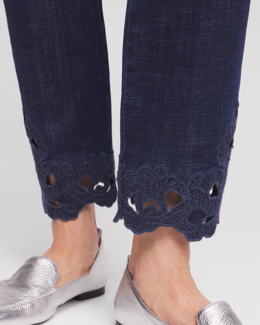 Girlfriend Floral Cutwork Ankle Jeans