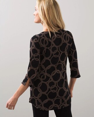 Travelers Dot Print Straight Neck Tunic