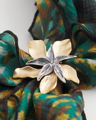 Chico's Originals Mixed Metal Flower Scarf Ring click to view larger image.