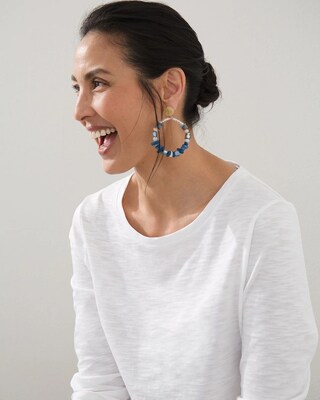 3/4 Sleeve Button Back Seamed Tee