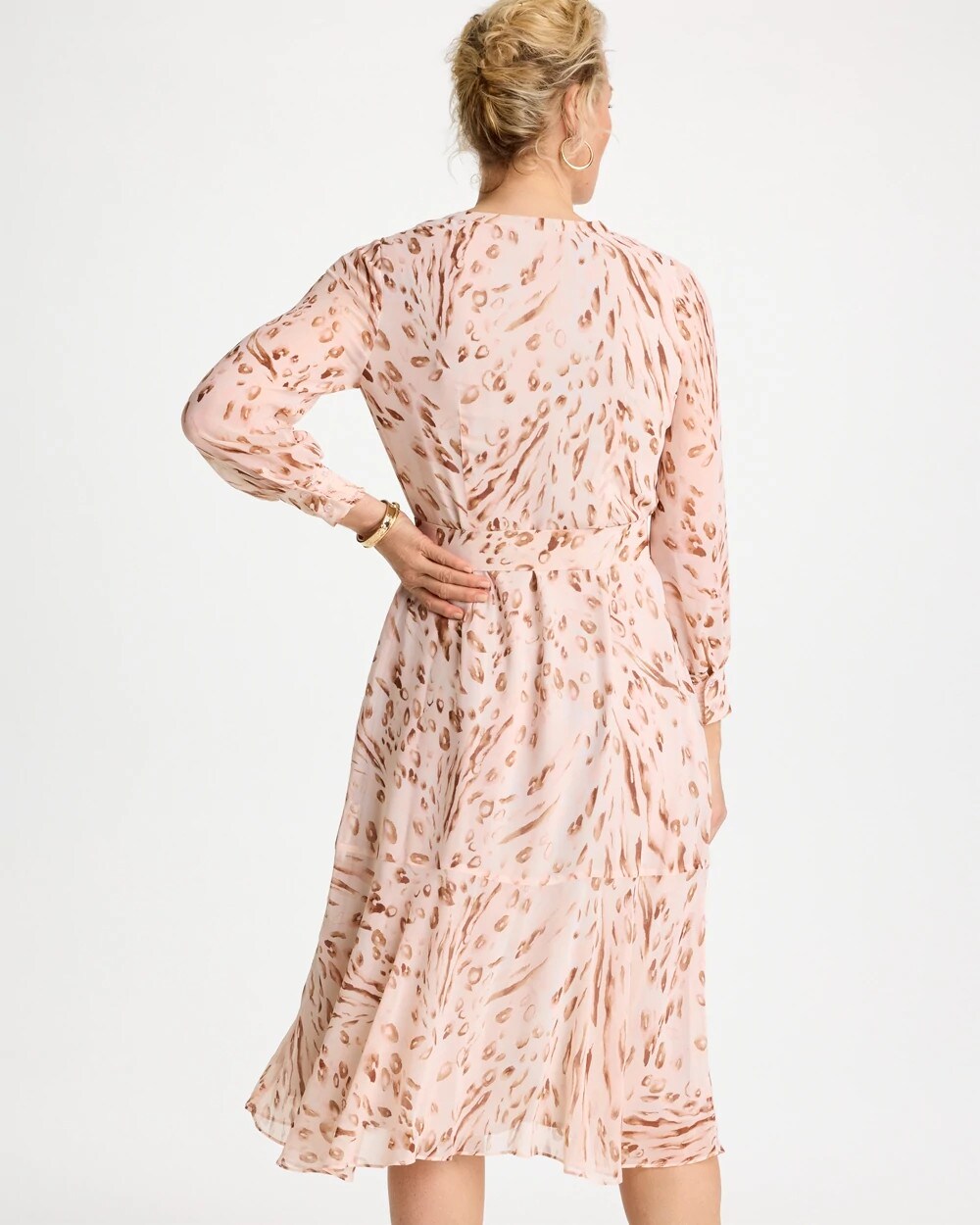 Cheetah Georgette Tie Shirtdress