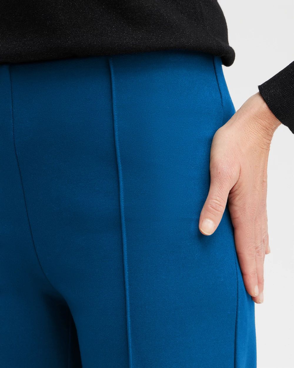 Ponte Pintuck Wide Leg Ankle Pants