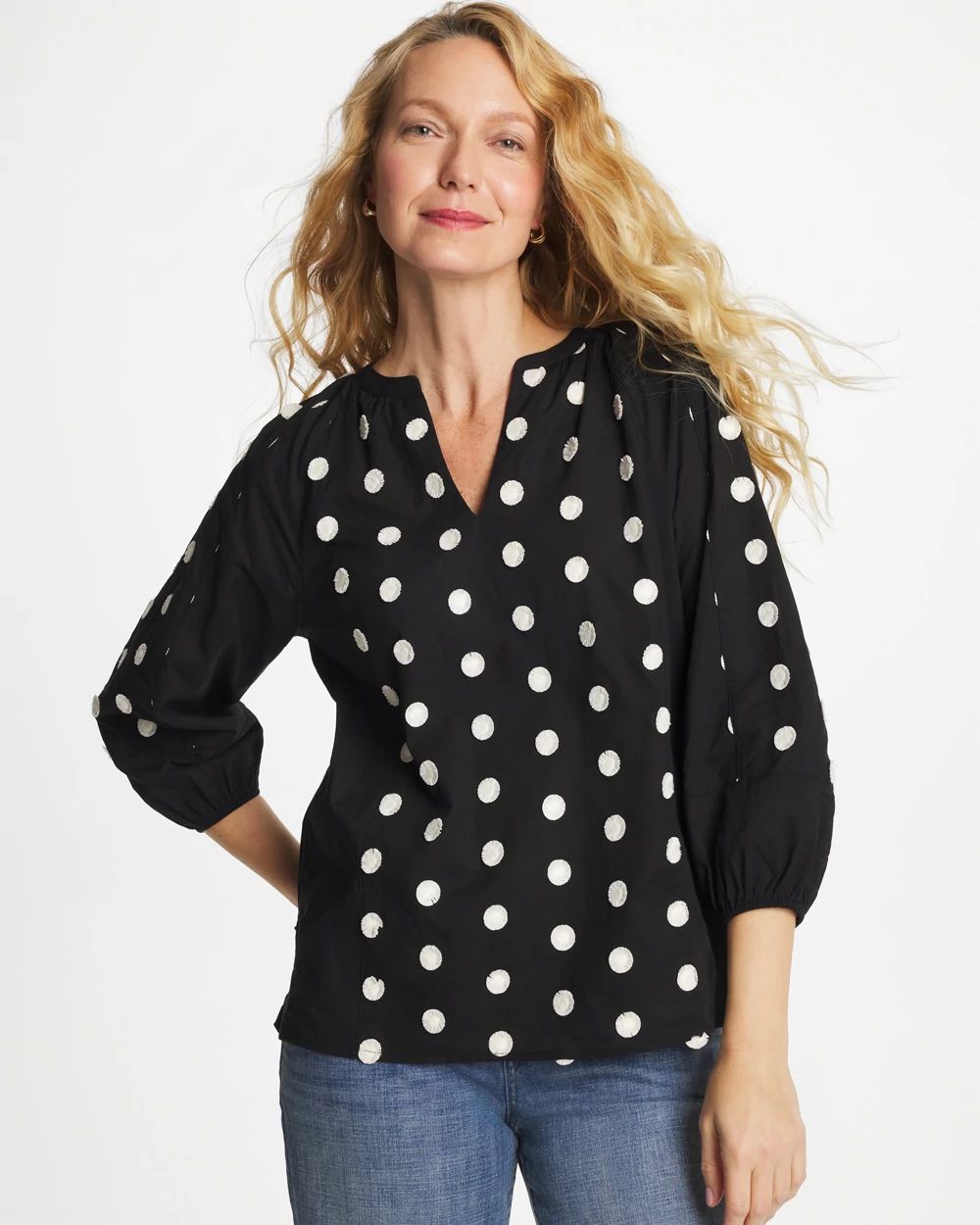 Textured Polka Dot Blouse