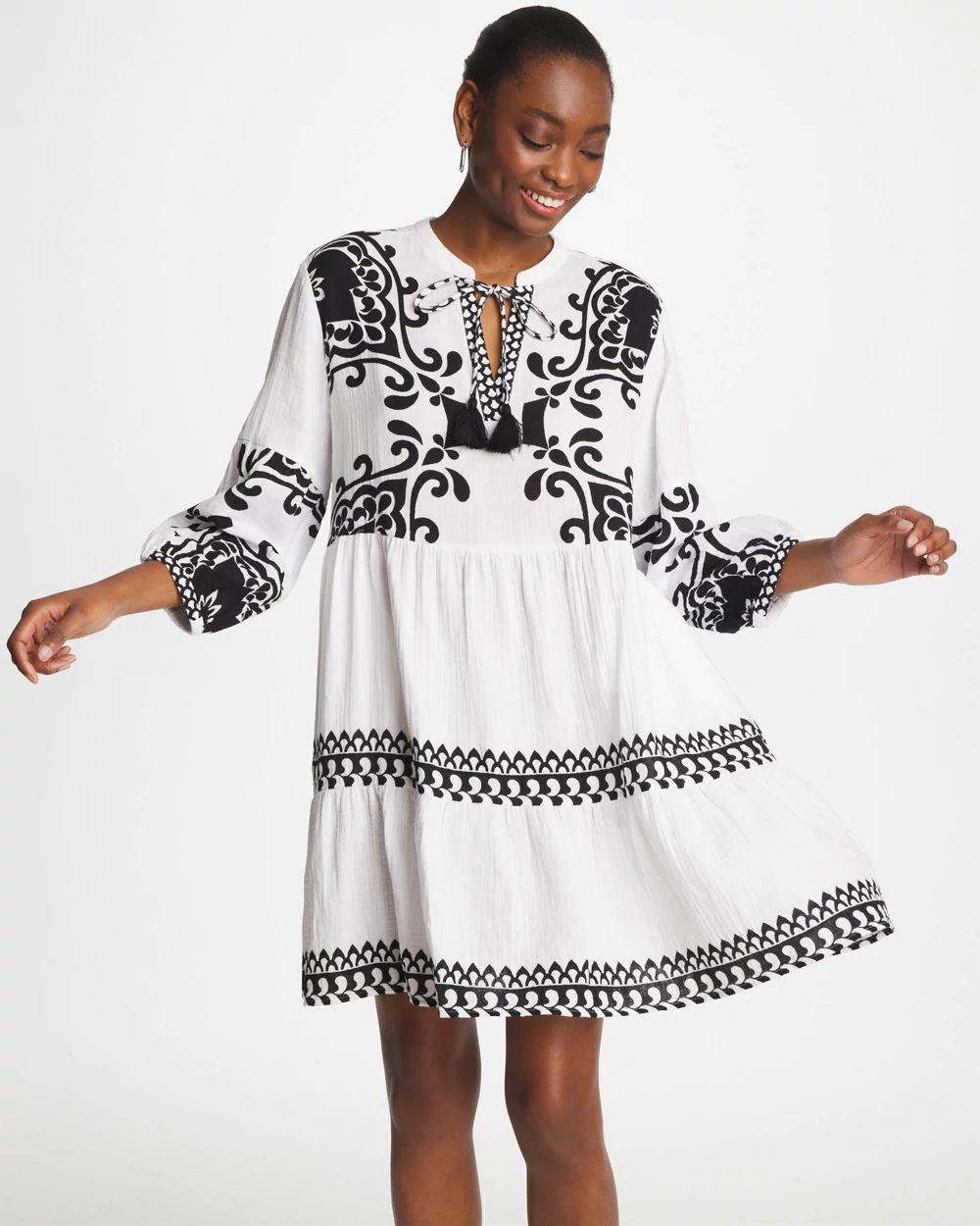 Woven Printed Swim Cover-Up Dress