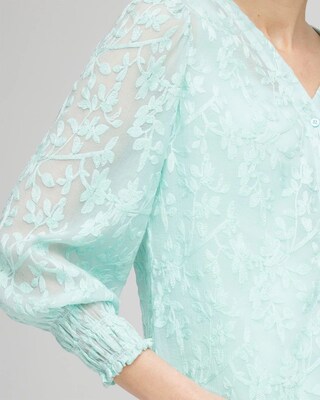 Floral Soutache V-Neck Blouse click to view larger image.