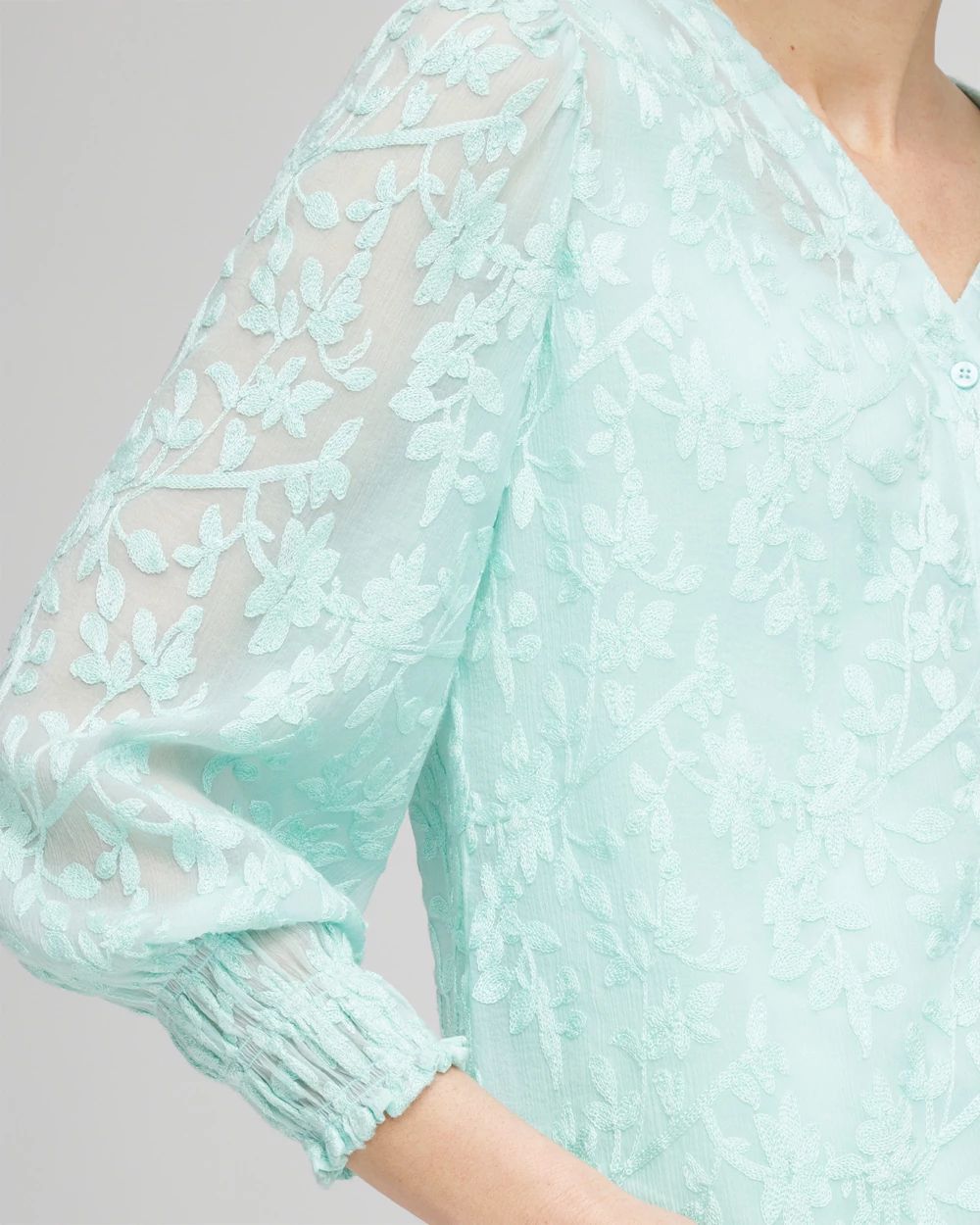 Floral Soutache V-Neck Blouse