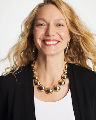 Gold Pebble Collar Necklace click to view larger image.