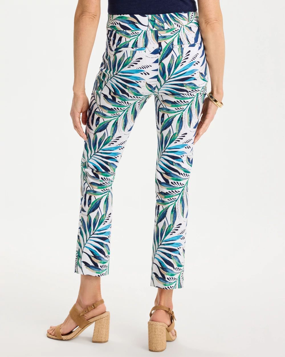 Palm Print Brigitte™ Slim Pull-On Crop Pant
