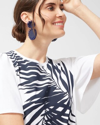 Palm Print Flounce Sleeve Tee
