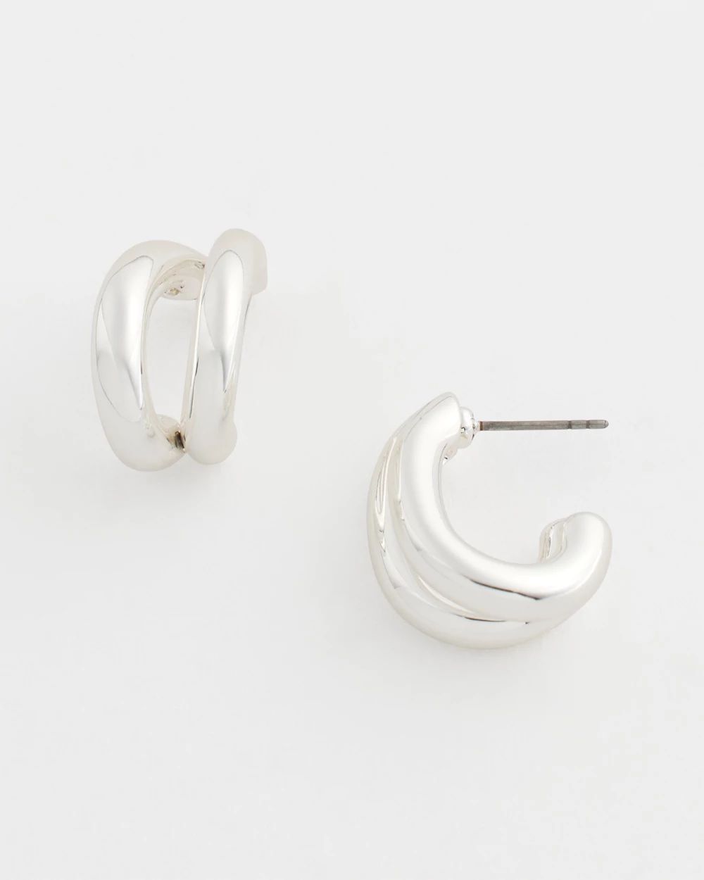 No Droop® Silvertone Double Hoop Earrings