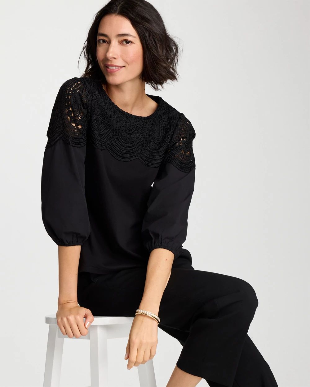 Lace Crochet Sleeve Tee