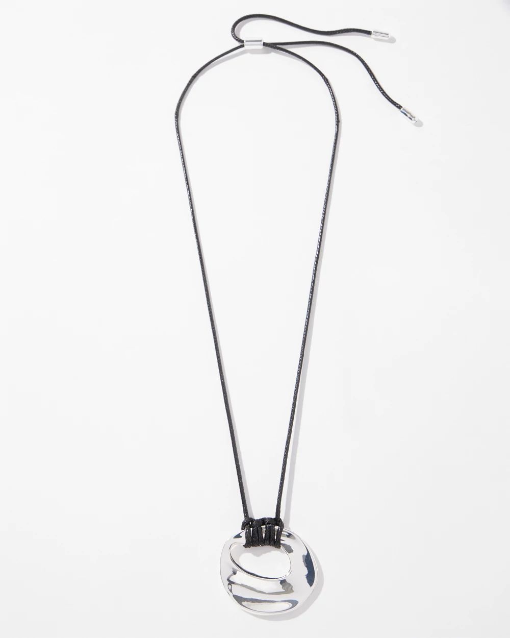 Adjustable Silver Tone Pendant Necklace