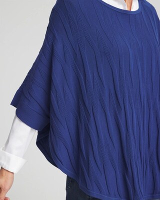 Boat Neck Cuffed Sweater Poncho click to view larger image.