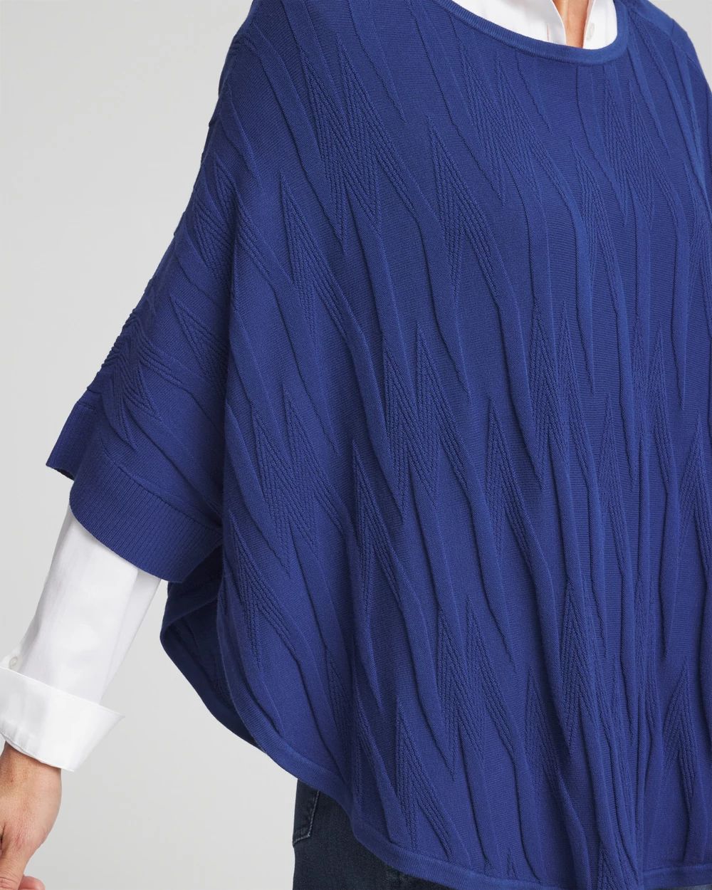 Boat Neck Cuffed Sweater Poncho