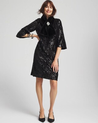Sequin Bell-Sleeve Dress click to view larger image.