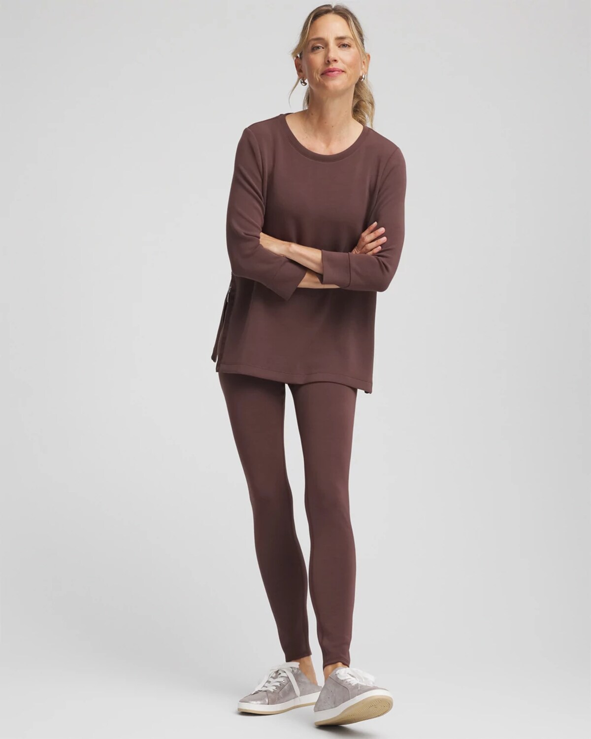 Chico's Scuba Ankle Leggings In Espresso In Brown