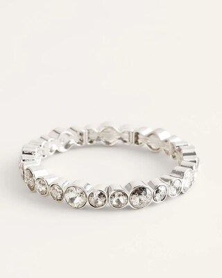 Silvertone Pave Stretch Bracelet