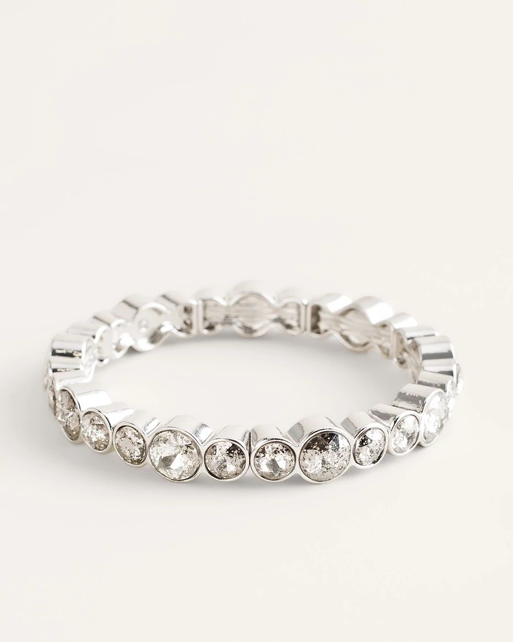 Silvertone Pave Stretch Bracelet