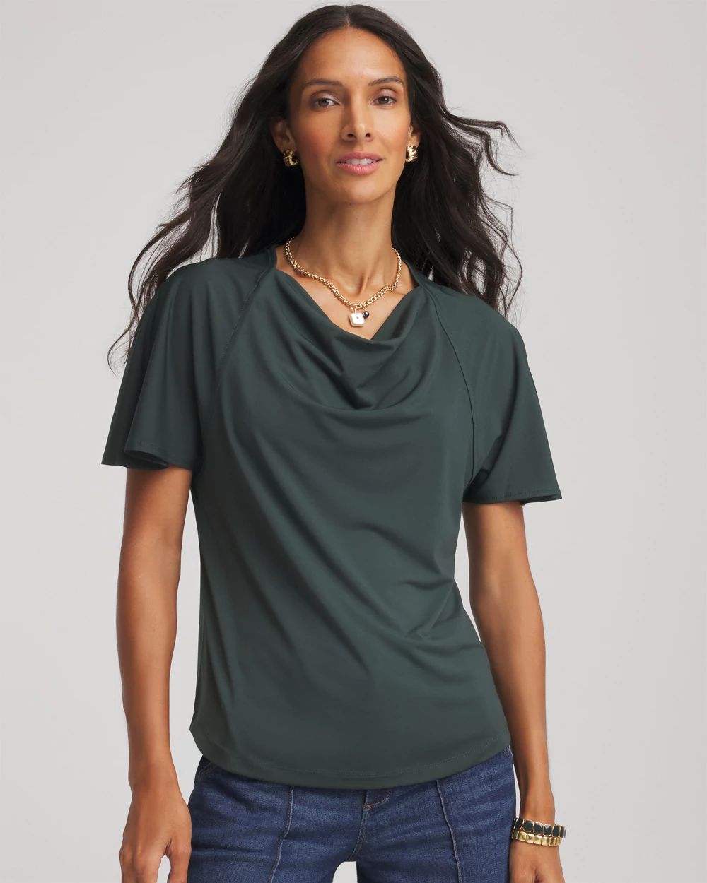 Jersey Knit Cowlneck Tee