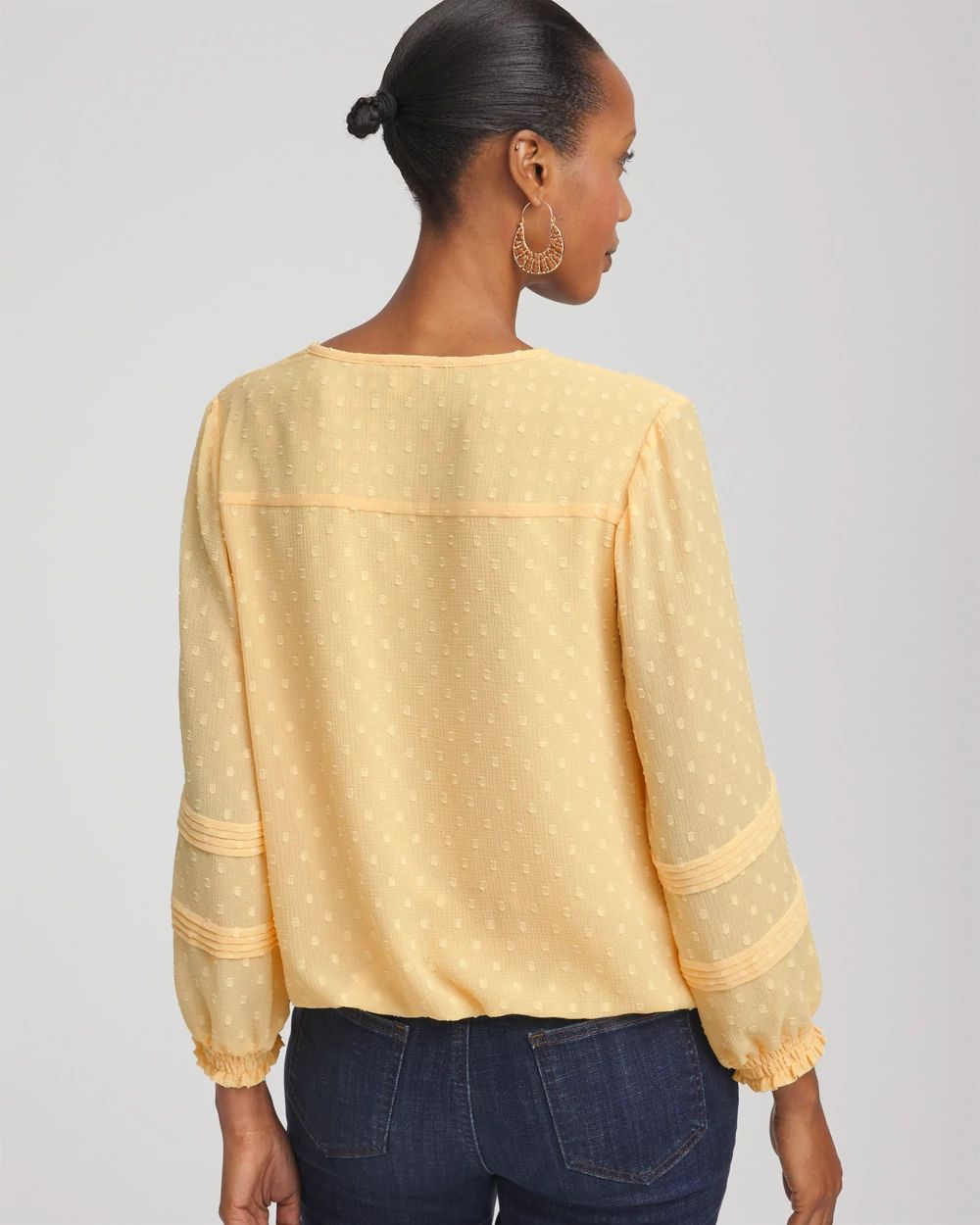 Clip-Dot Peasant Blouse